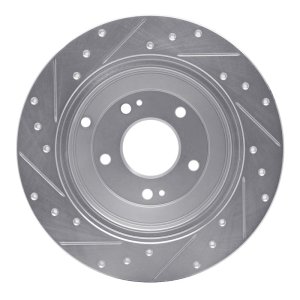 Hyundai Genesis Coupe Brake Rotor (1) - Rear Right - R1 Concepts - Drilled & Slotted - Silver - `10-`16